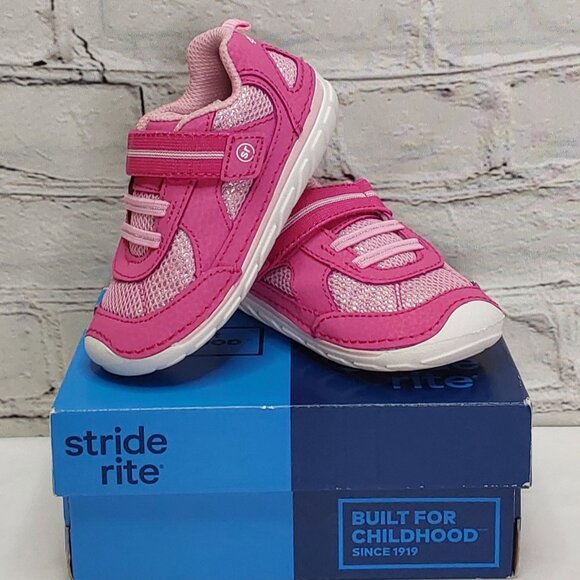 STRIDE RITE 'JAMIE' MEMORY FOAM SOFT~MOTION LEATHER SHOES SHIMMER PINK - Picture 1 of 16